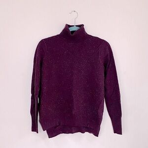 C&C California Women’s Sweater Turtleneck Speckled Wool Blend Hi Lo Size M